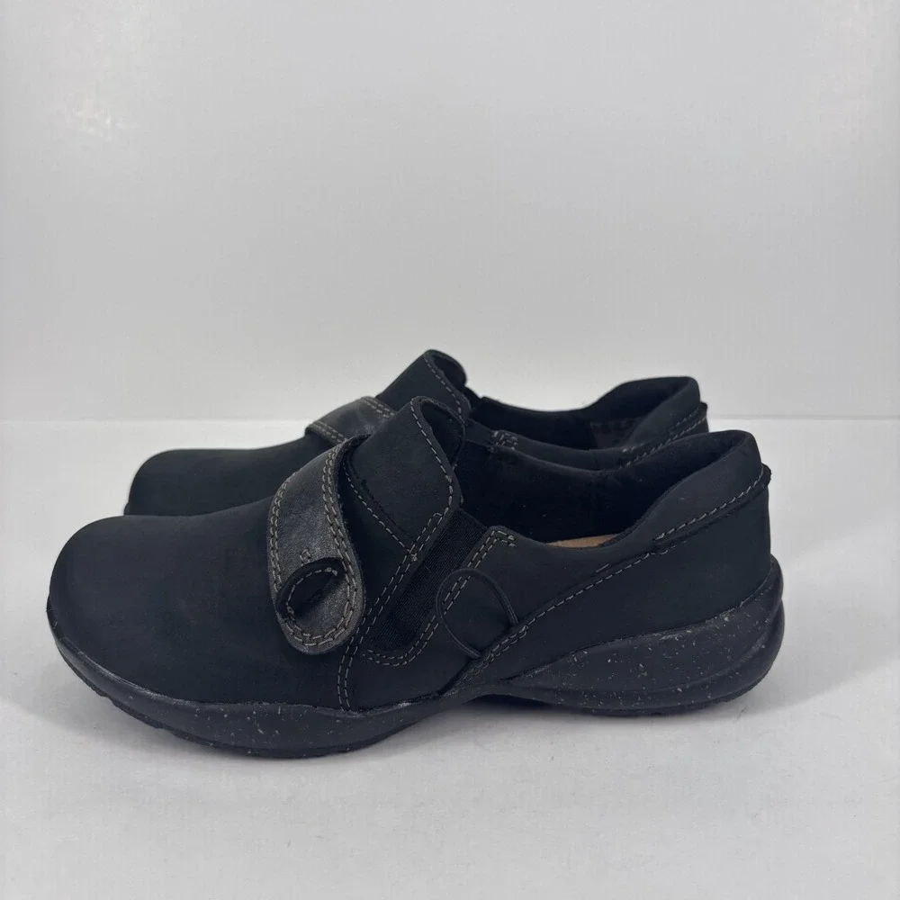 Clarks Roseville Dot Loafers Women's‎ US 5.5 Black Leather Comfort Slip-On Shoes